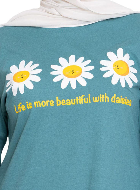 Green Olive Printed Long - Sleeve Design 59 - Khotwh